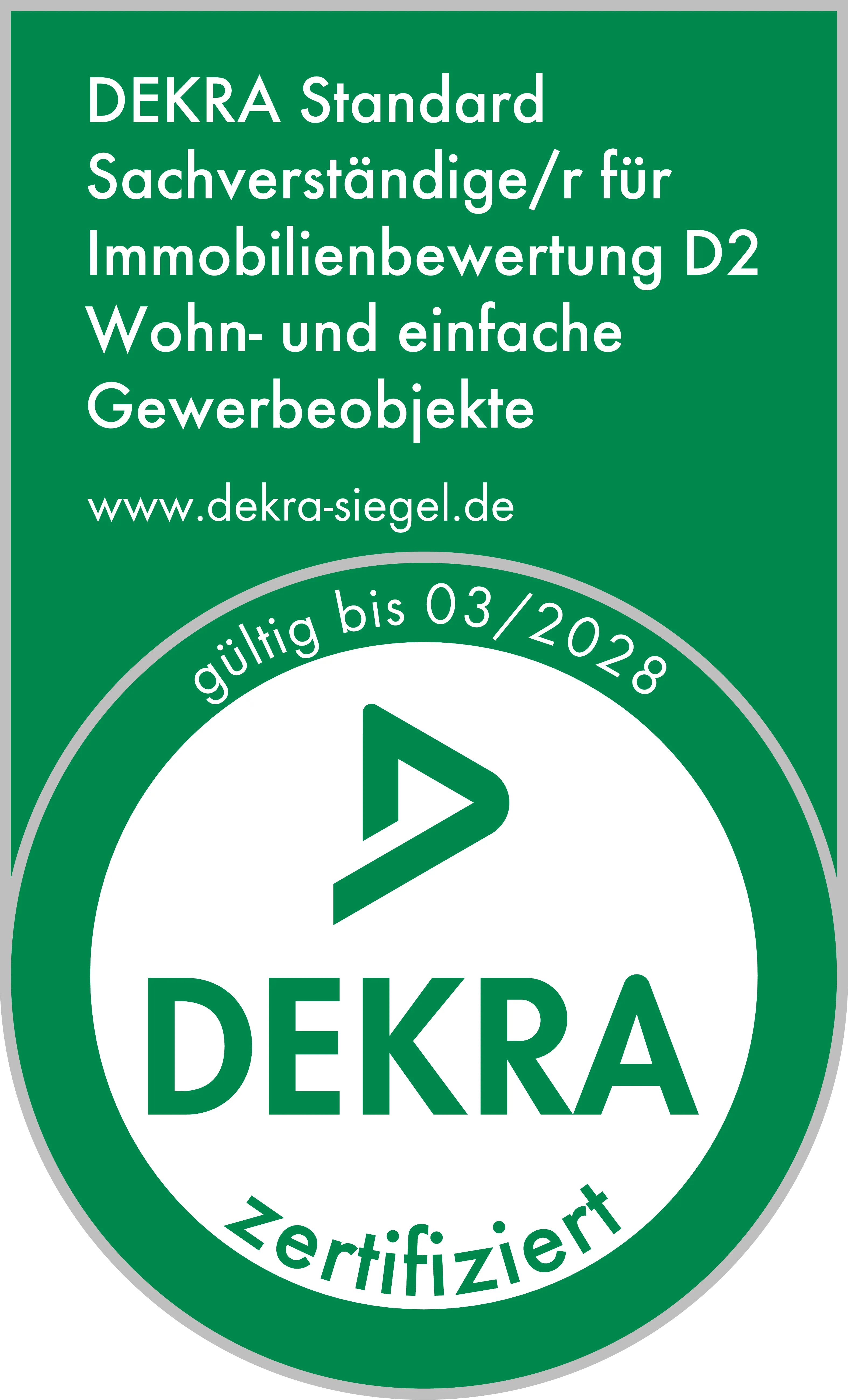 DEKRA Zertifikat - Sachverständiger für Immobilienbewertung
